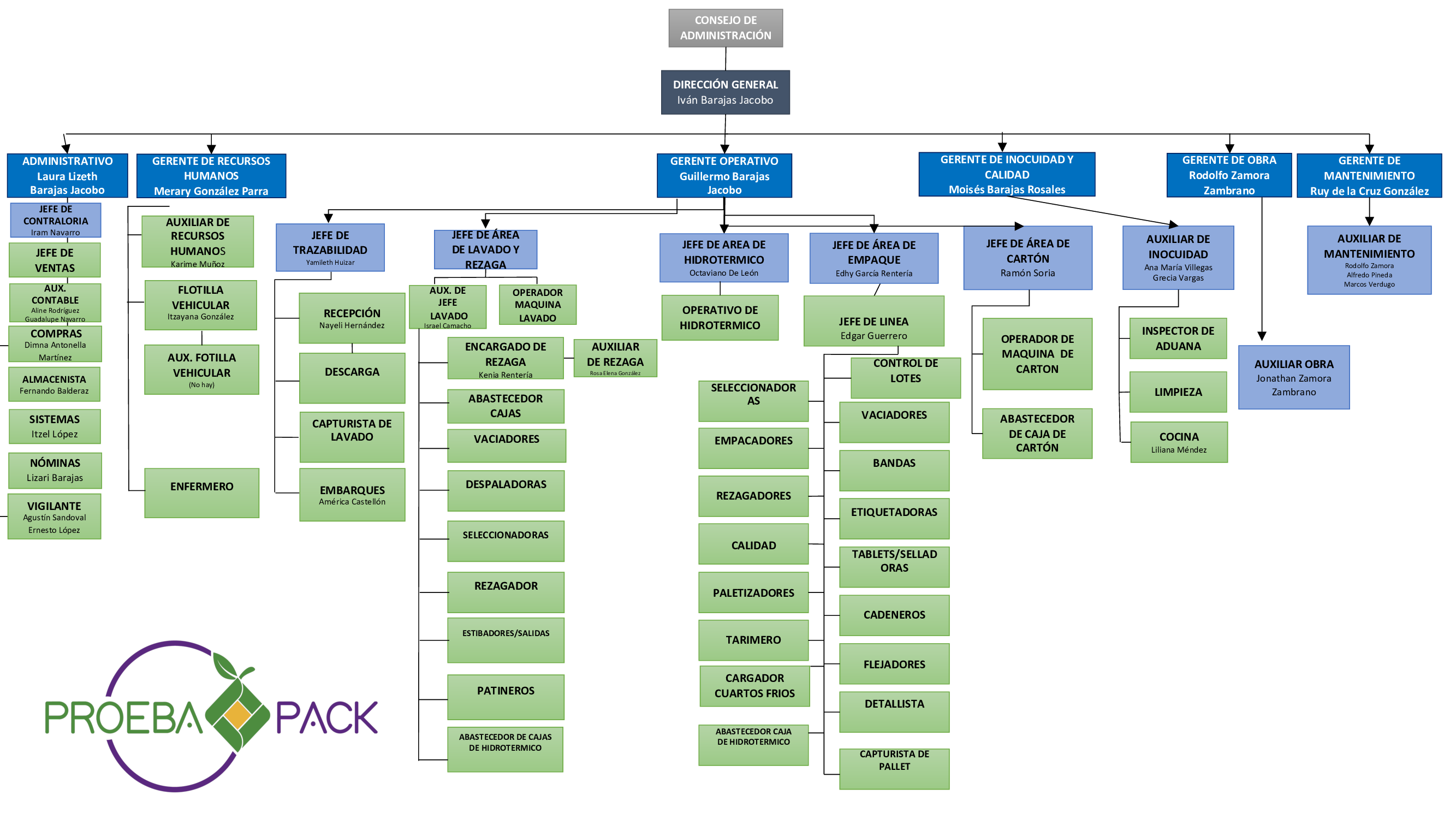 Organigrama de Proeba Pack